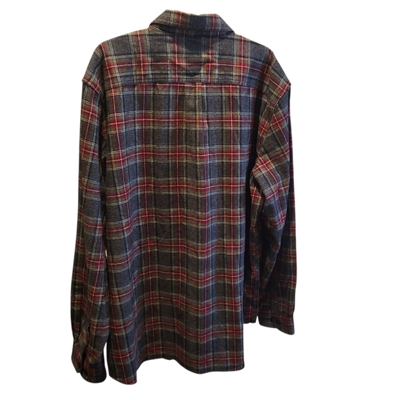 LL Bean Traditional Fit Mens Plaid Flannel Red, Blue Gray Size XXL - Picture 2 of 5